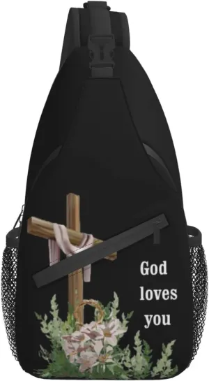 Christ Bible Sling Bag Crossbody Chest Daypack Casual Backpack Jesus Cross Shoulder Bag CasualDaypacks