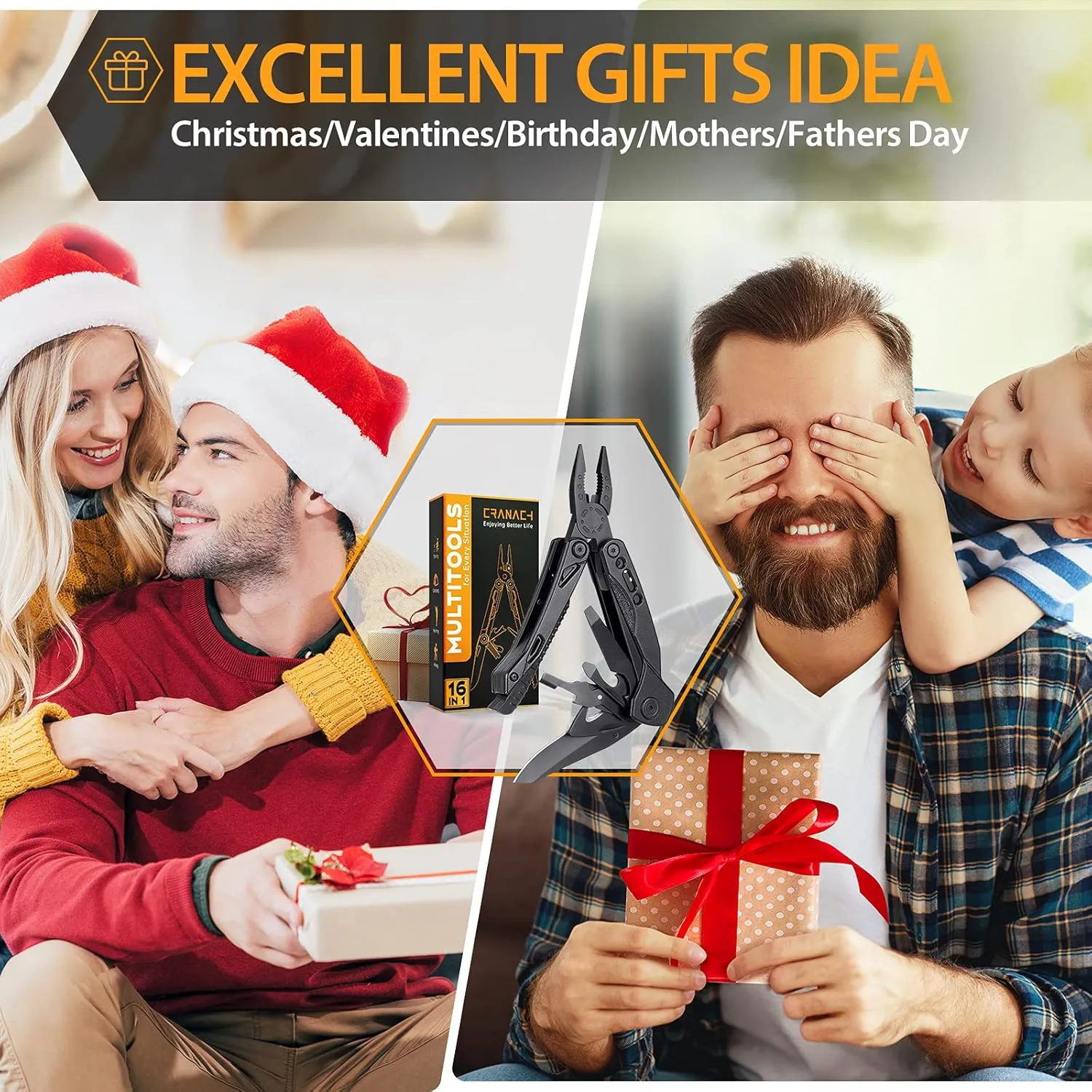 Christmas Stocking Stuffers for Men Dad Adults Gifts 16 In 1 Pocket Multitool Knife Plier Camping Accessories Multi Tool Gadgets Birthday Him Husband Boyfriend Women Who Have Everthing Wants Nothing