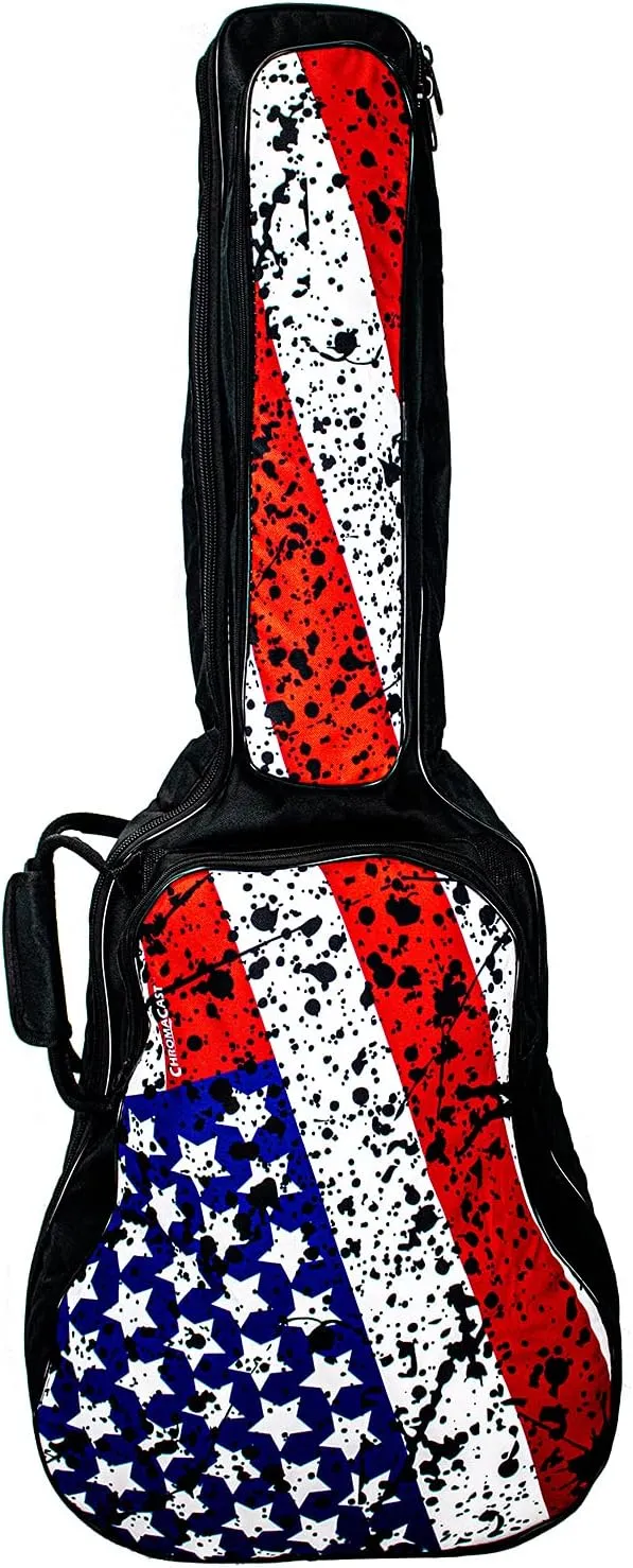 ChromaCast USA Flag Graphic Multi-Pocket Acoustic Guitar Padded Gig Bag (CC-APB