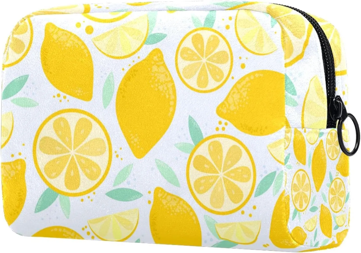 Citrus Yellow Lemon Fruit Small Makeup Bags for Women Teen Girls, Makeup Storage Bag with Zipper Accessories Organizer Bag for Travelling