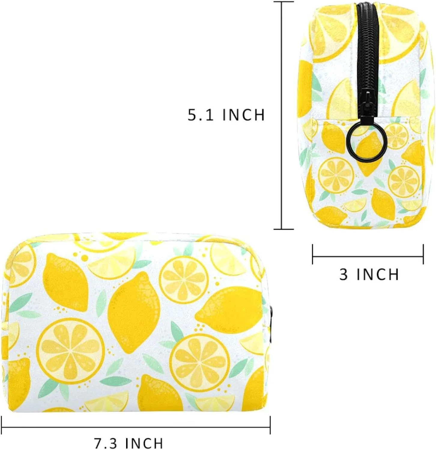 Citrus Yellow Lemon Fruit Small Makeup Bags for Women Teen Girls, Makeup Storage Bag with Zipper Accessories Organizer Bag for Travelling