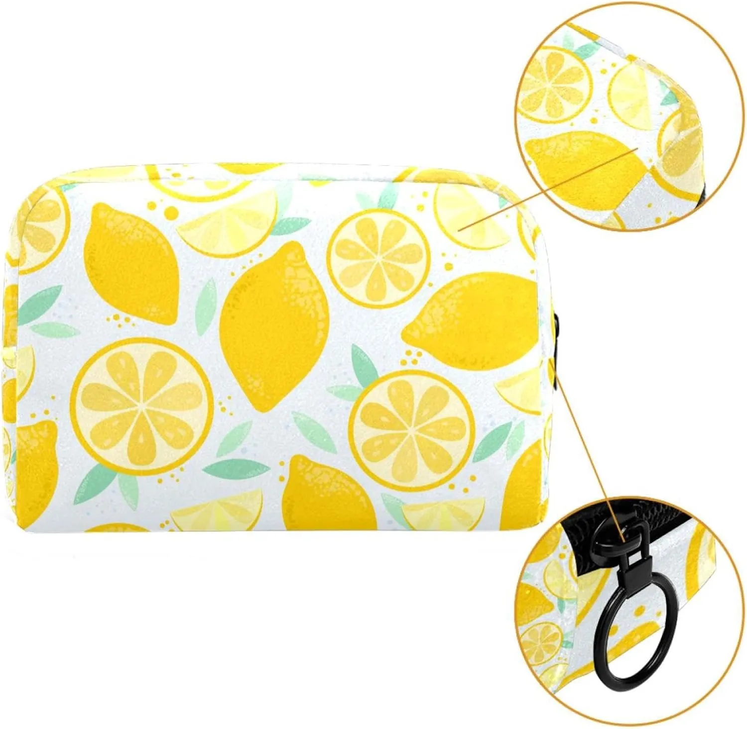 Citrus Yellow Lemon Fruit Small Makeup Bags for Women Teen Girls, Makeup Storage Bag with Zipper Accessories Organizer Bag for Travelling