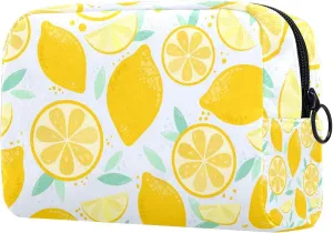 Citrus Yellow Lemon Fruit Small Makeup Bags for Women Teen Girls, Makeup Storage Bag with Zipper Accessories Organizer Bag for Travelling