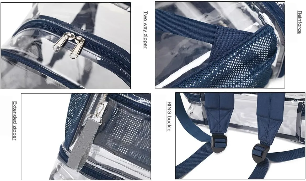 Clear Backpack Heavy Duty, See Through Backpack Purse, Gym Backpack with Laptop and Shoe Compartment (Purple), 32*19*45cm