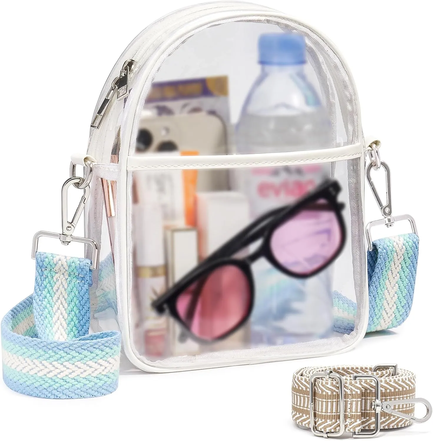Clear Bag for Stadium Events with 2 Long Straps, See Through Purse for Women Crossbody Bag Concert Stadium Approved