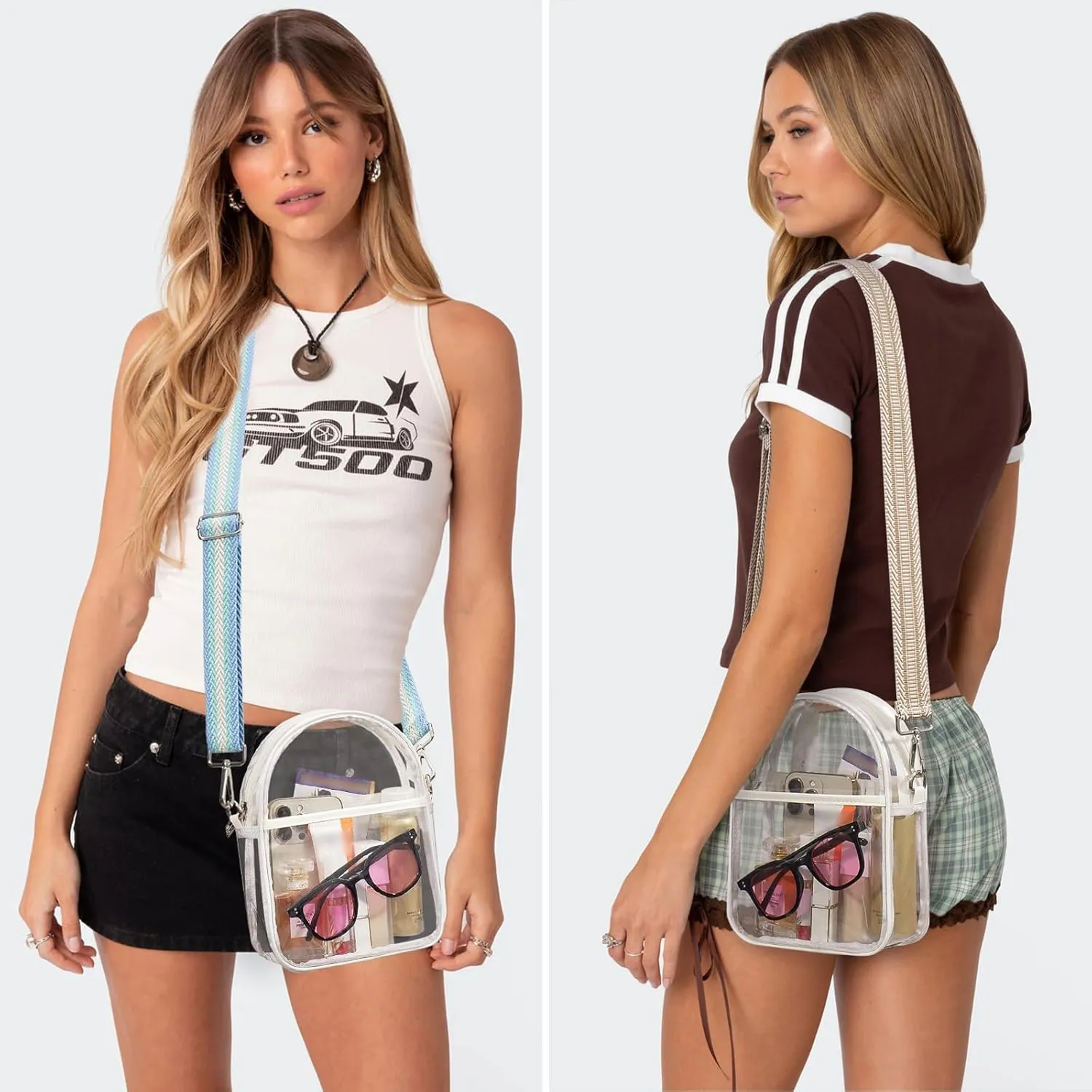 Clear Bag for Stadium Events with 2 Long Straps, See Through Purse for Women Crossbody Bag Concert Stadium Approved