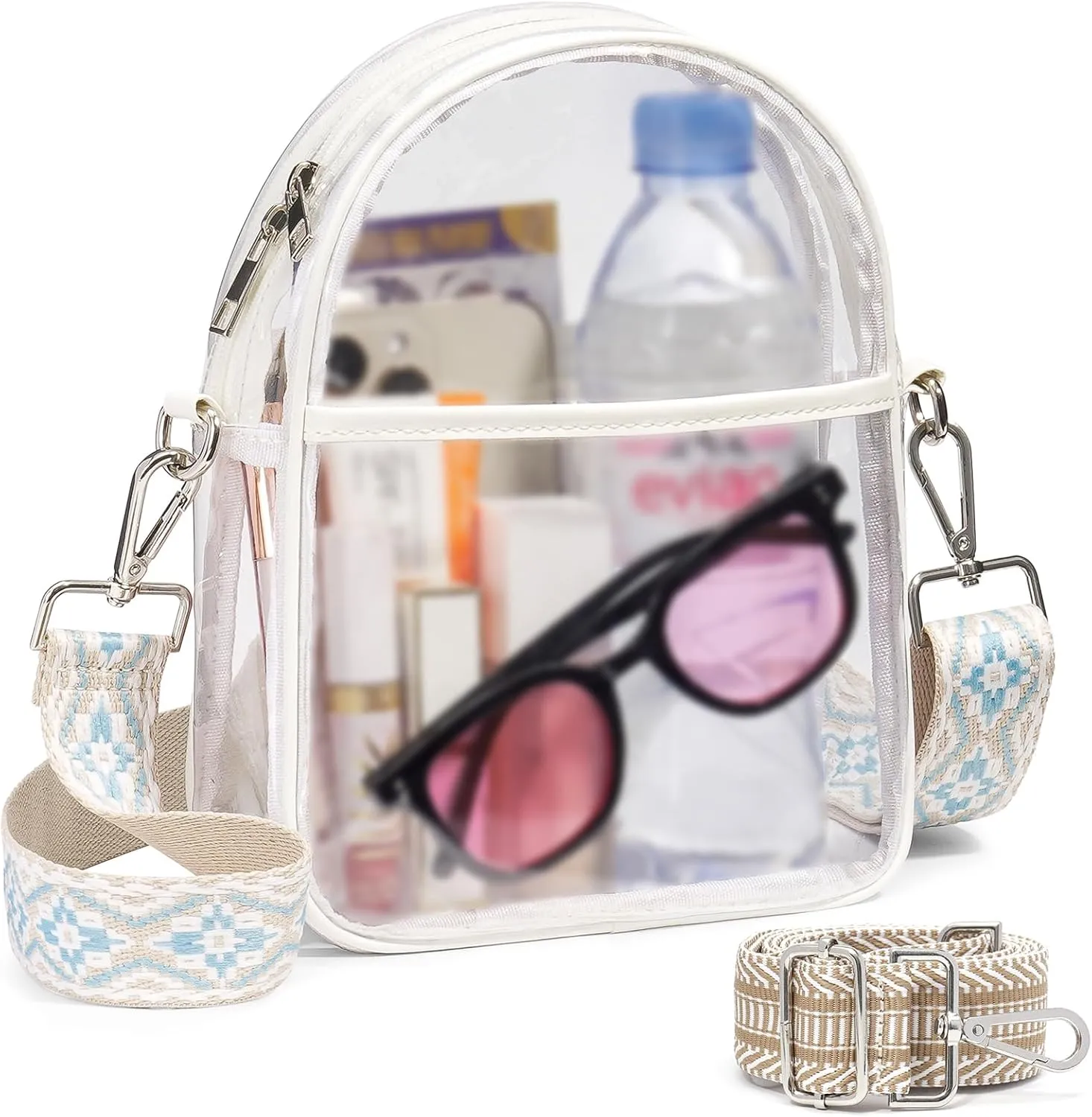 Clear Bag for Stadium Events with 2 Long Straps, See Through Purse for Women Crossbody Bag Concert Stadium Approved