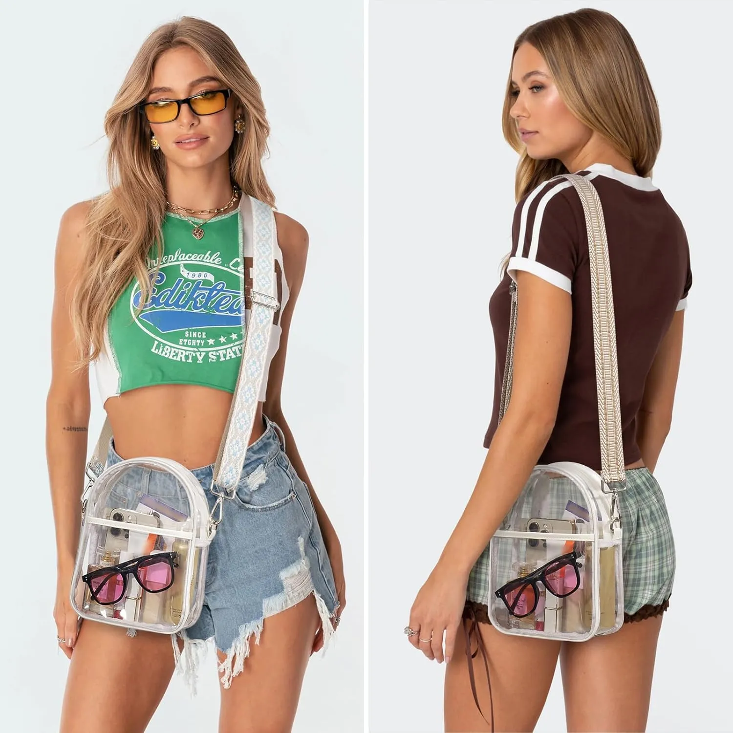 Clear Bag for Stadium Events with 2 Long Straps, See Through Purse for Women Crossbody Bag Concert Stadium Approved