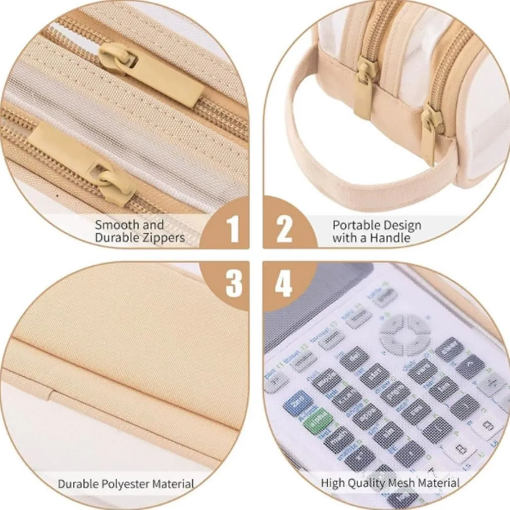 Clear Cosmetic Bag, Travel Makeup Bag, Pencil Case Transparent Pen Case Portable Make Up Organizer for Adult Teen Women Purse for Toiletries Accessories Brushes (Brown)