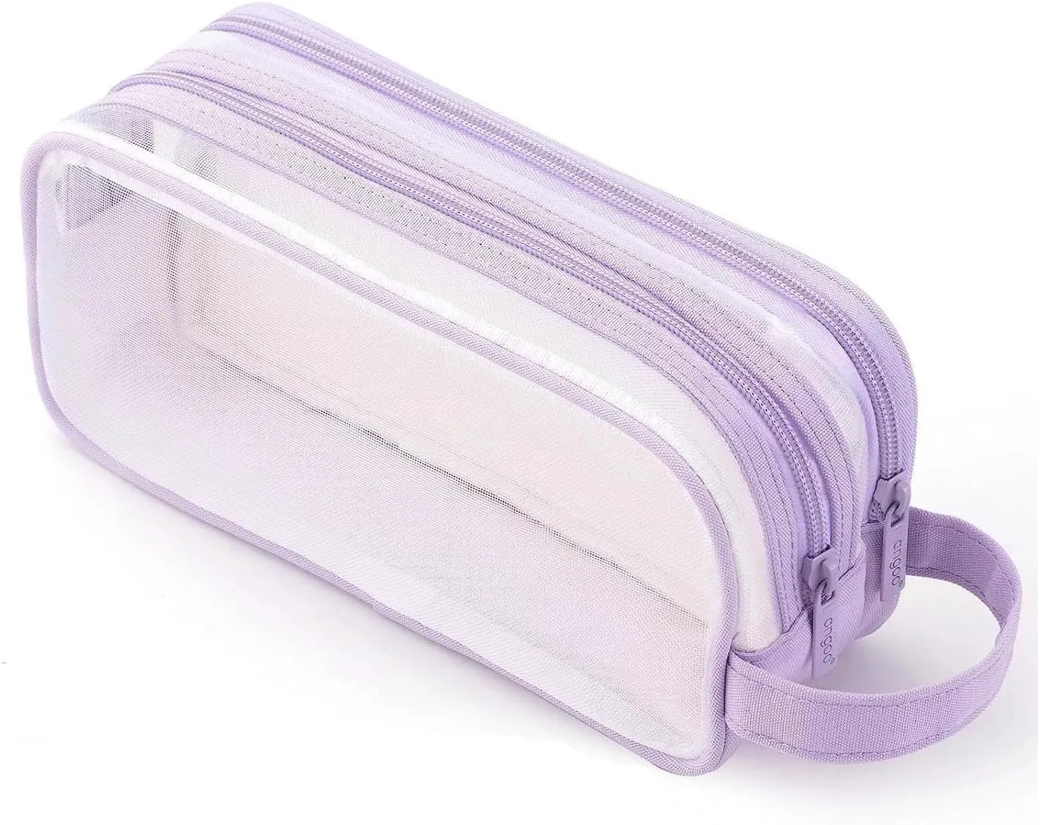 Clear Cosmetic Bag, Travel Makeup Bag, Pencil Case Transparent Pen Case Portable Make Up Organizer for Adult Teen Women Purse for Toiletries Accessories Brushes (Purple)