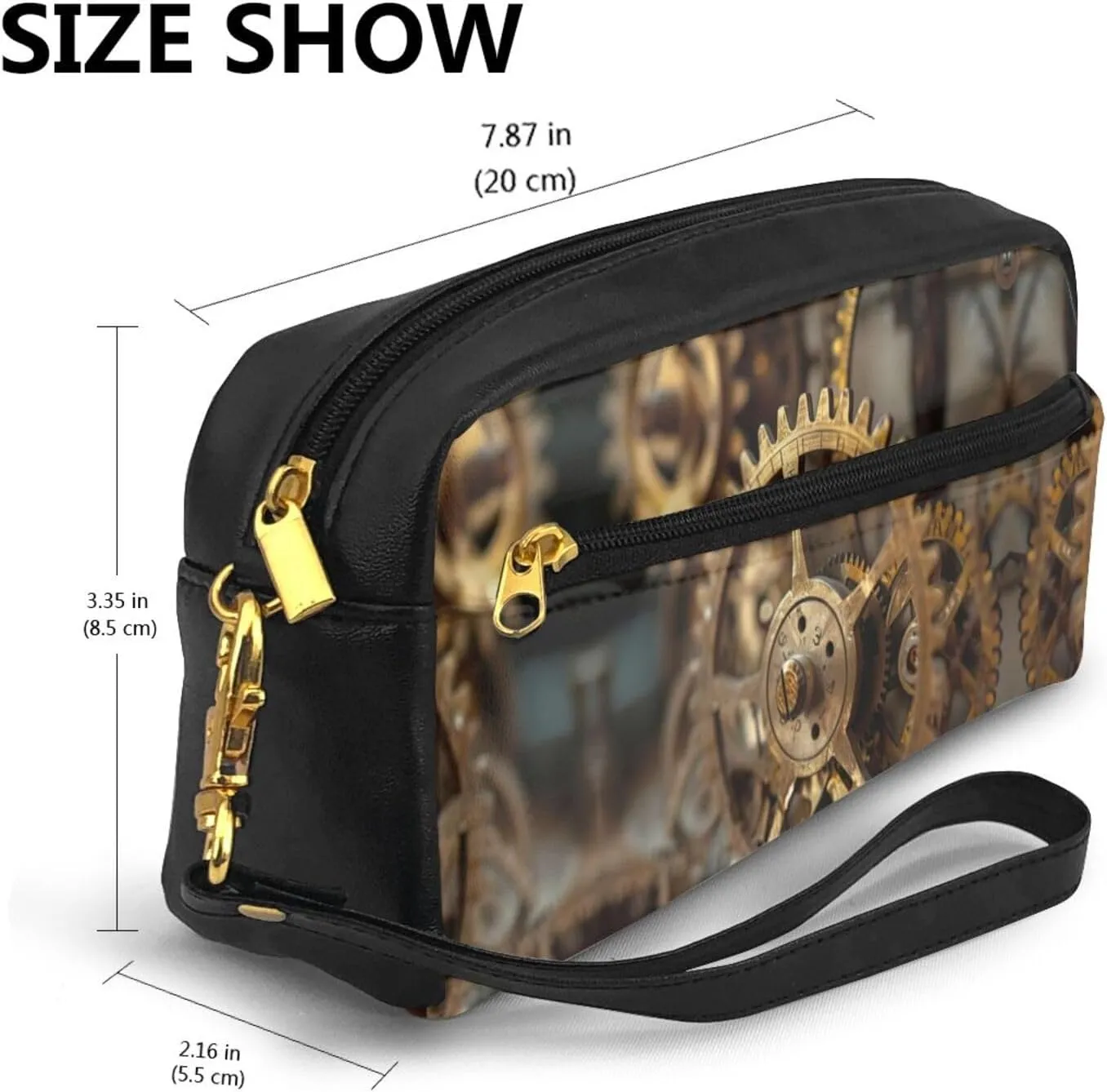 Clock Gear Print Portable Makeup Bag,Travel-Friendly Design,Versatile Mini Makeup Pouchtion