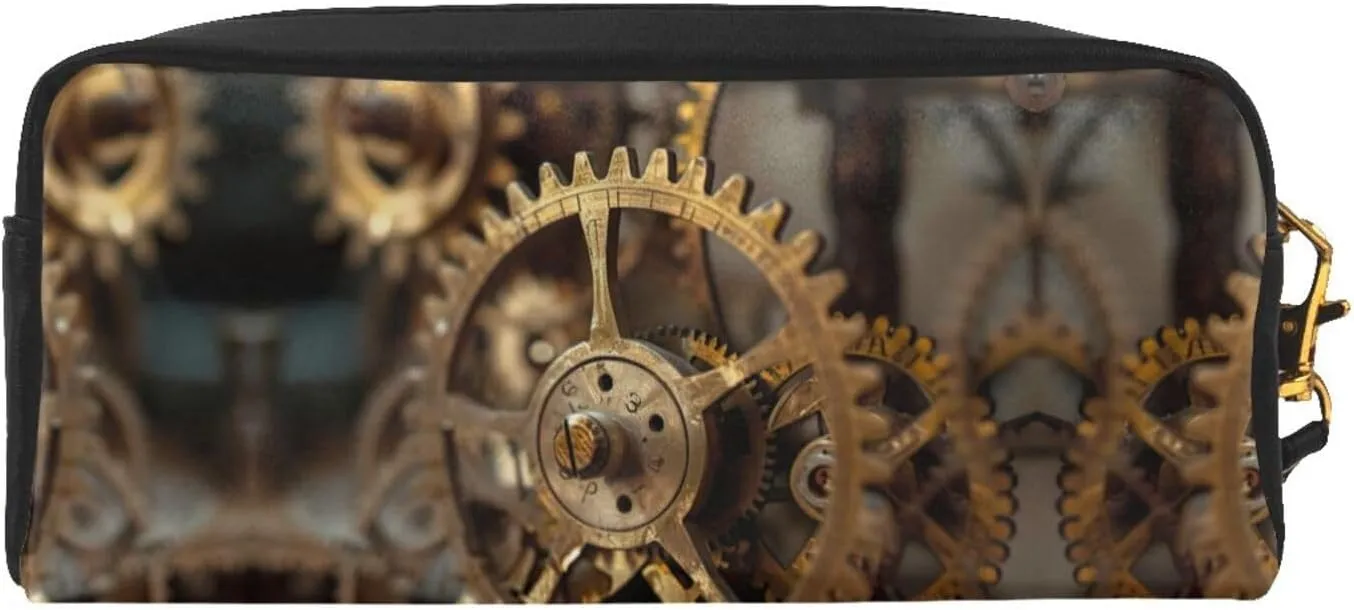 Clock Gear Print Portable Makeup Bag,Travel-Friendly Design,Versatile Mini Makeup Pouchtion