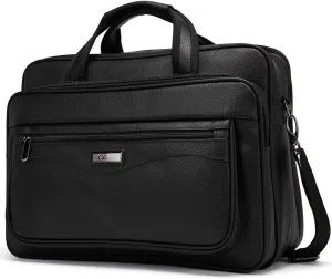 CLUCI Leather Briefcase for Men Large Capacity 15.6 Inch Laptop Business Travel Shoulder Bag