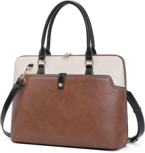 CLUCI Leather Briefcase for Women 15.6 Inch Laptop Business Vintage Slim Ladies Shoulder Bag