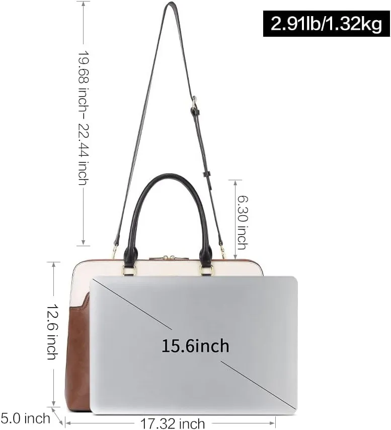 CLUCI Leather Briefcase for Women 15.6 Inch Laptop Business Vintage Slim Ladies Shoulder Bag