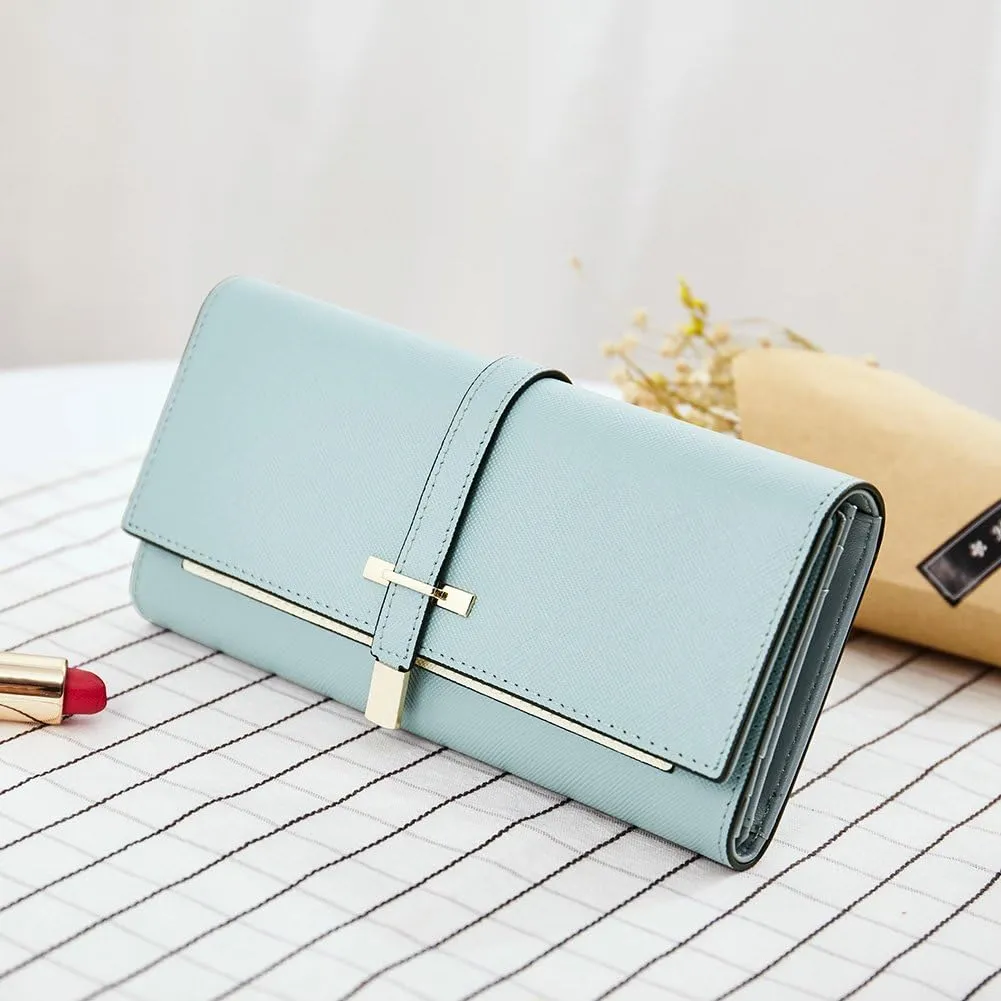 CLUCI Leather Wallet for Women Slim Designer Trifold Ladies Credit Card Holder
