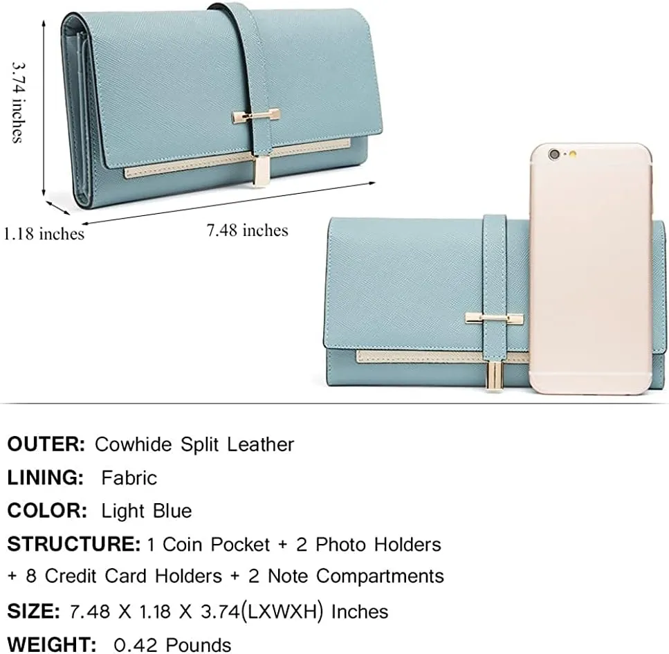 CLUCI Leather Wallet for Women Slim Designer Trifold Ladies Credit Card Holder