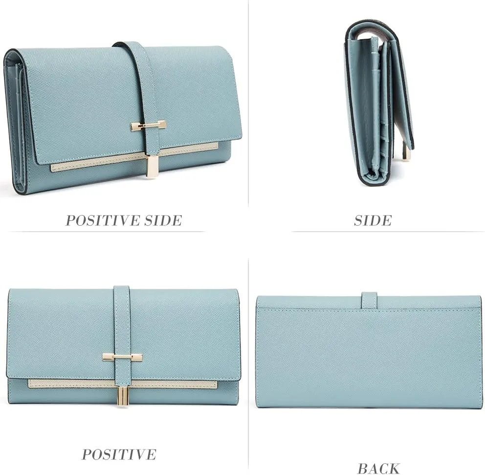CLUCI Leather Wallet for Women Slim Designer Trifold Ladies Credit Card Holder