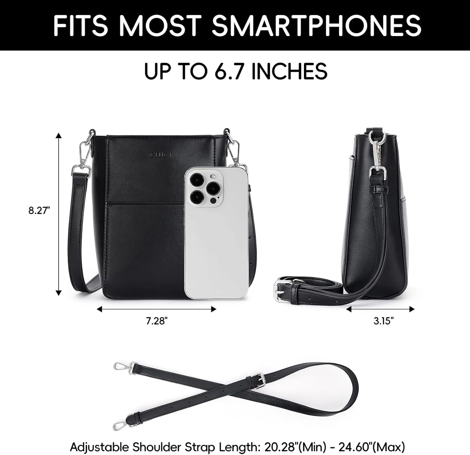 CLUCI Small Crossbody Bags for Women Trendy PU Leather Cell Phone Purse Wallet with Adjustable Strap