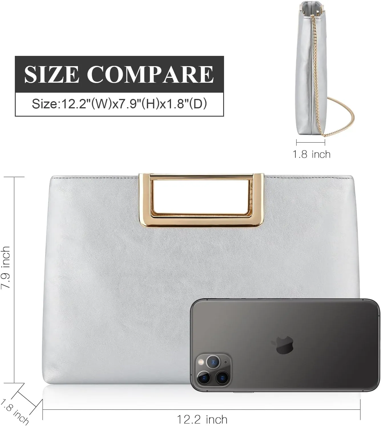 Clutch Purses for Women, Dressy Evening Crossbody Bag, Ladies Vegan Leather Wedding Party Shoulder Handbag