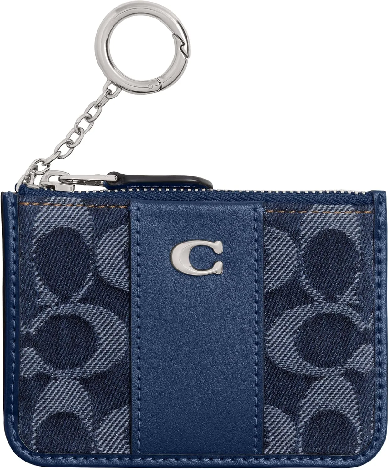 Coach Essential Mini ID Card Case in Signature Denim, LH/Deep Blue Multi