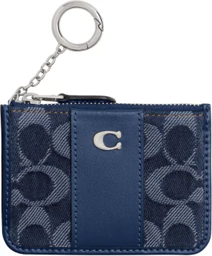 Coach Essential Mini ID Card Case in Signature Denim, LH/Deep Blue Multi