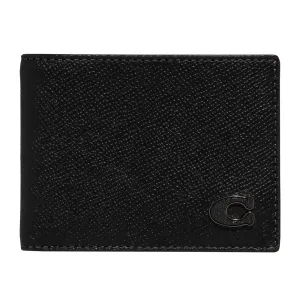 Coach Slim Billfold in Cross Grain Leather, Black, One Size