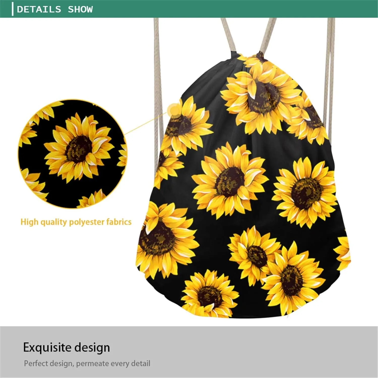 COEQINE Customized Image Drawstring Bag for Women Girls Shoulder Daypack for School Gym Sports,You Can Design Your Favour Pattern