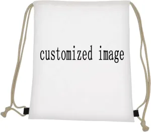 COEQINE Customized Image Drawstring Bag for Women Girls Shoulder Daypack for School Gym Sports,You Can Design Your Favour Pattern