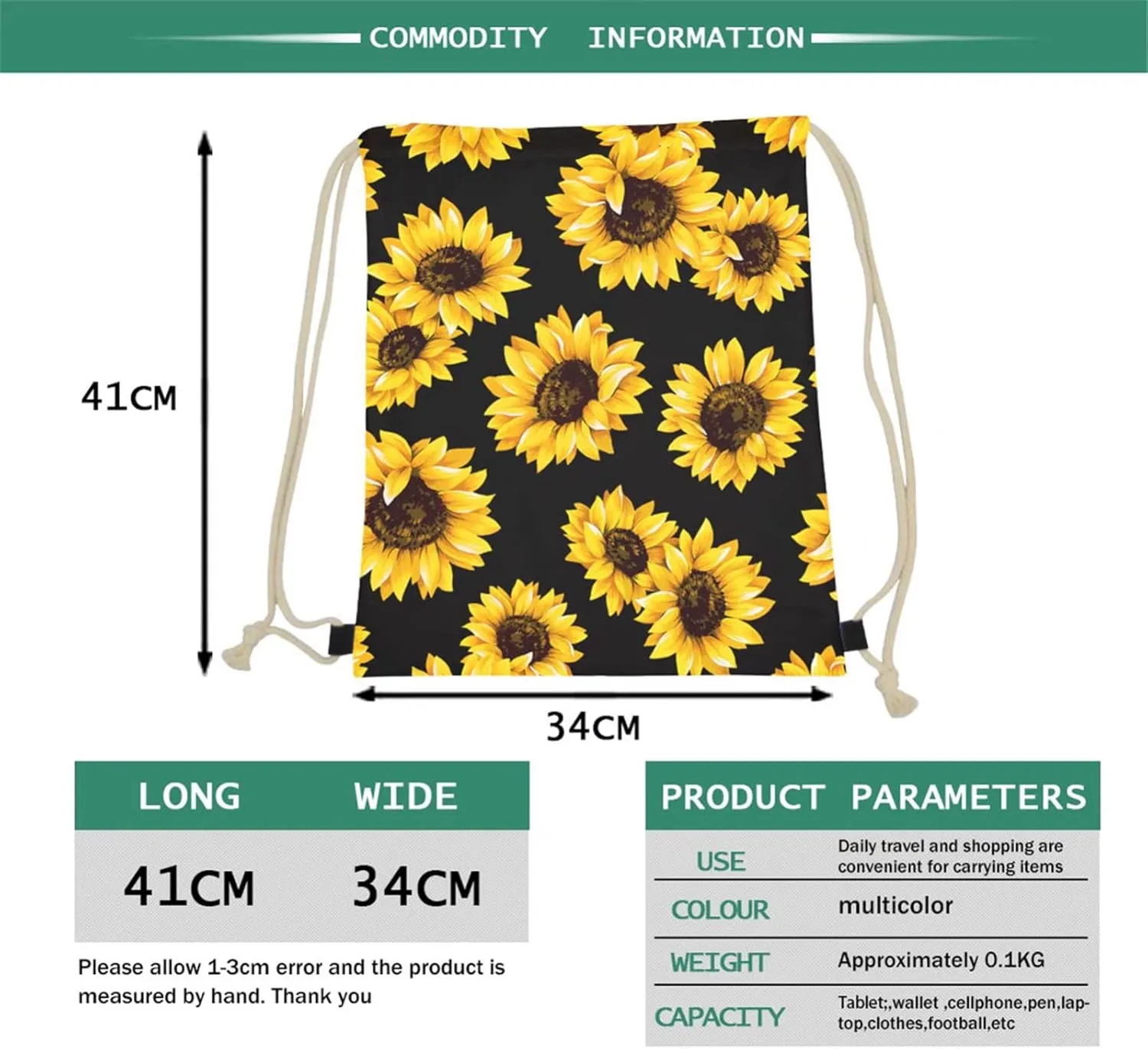 COEQINE Customized Image Drawstring Bag for Women Girls Shoulder Daypack for School Gym Sports,You Can Design Your Favour Pattern