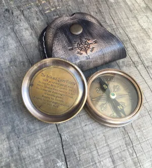 Collectible Nautical Antique Brass Camping, Hiking, Working Compass with Leather Case Vintage Decor