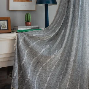 ColorBird Grey Curtains for Living Room 2 Panels Set, Linen Curtains 84 Inches Long, Boho Bedroom Room Darkening Curtains & Drapes, Embroidered Window Curtains for Dining Door Nursery Office