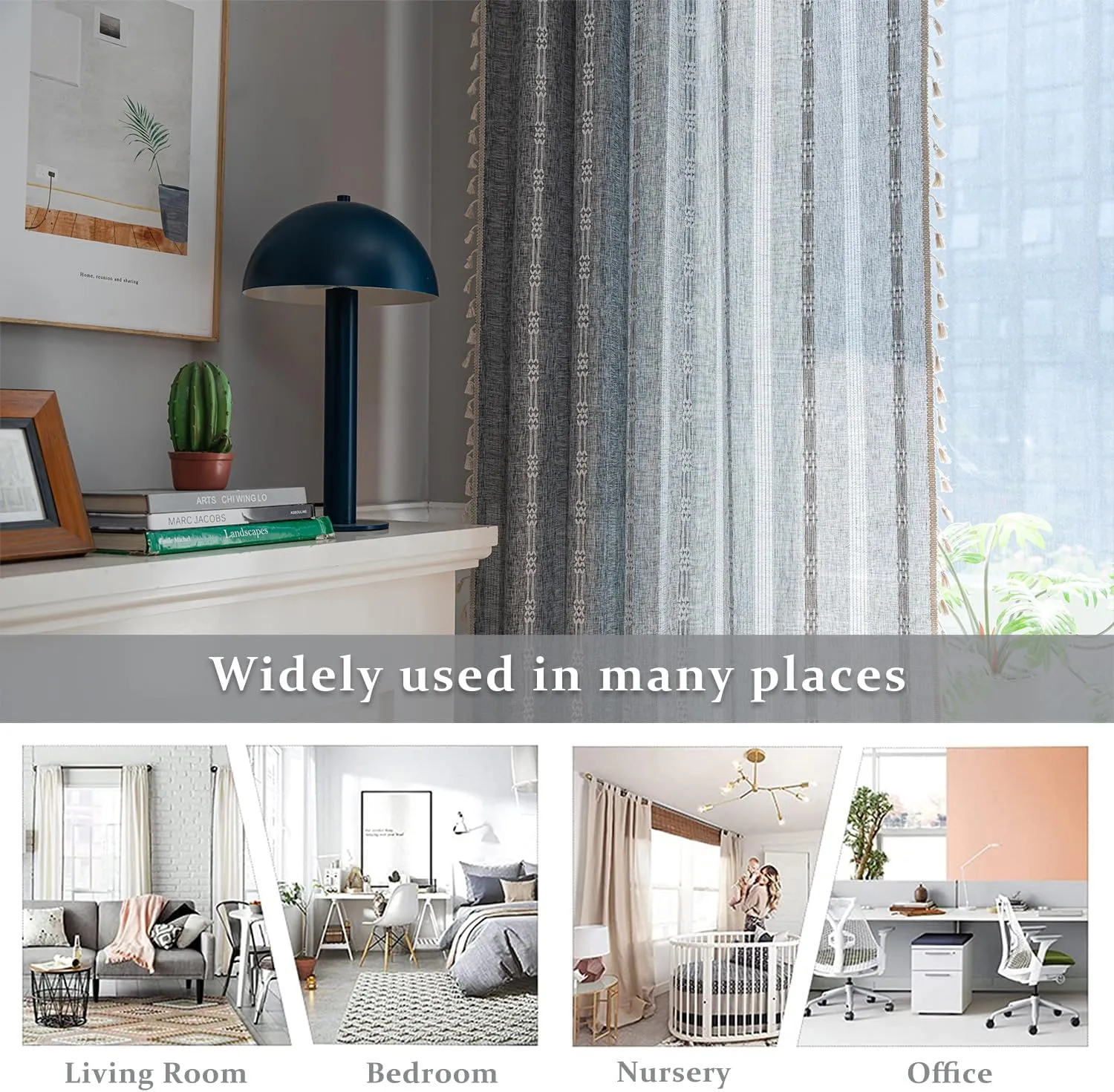 ColorBird Grey Curtains for Living Room 2 Panels Set, Linen Curtains 84 Inches Long, Boho Bedroom Room Darkening Curtains & Drapes, Embroidered Window Curtains for Dining Door Nursery Office