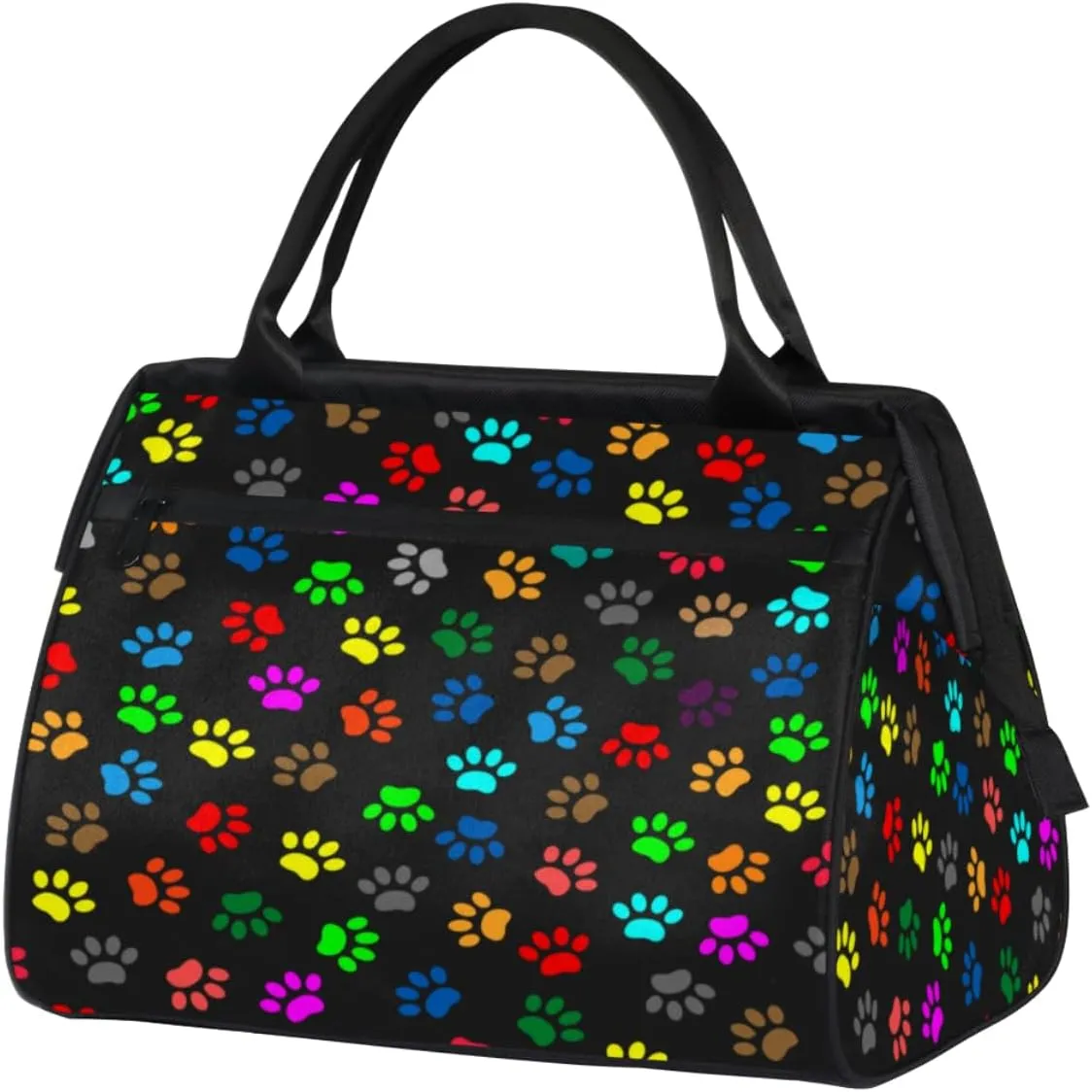 Colorful Animal Pets Dog Cat Paw Prints Travel Duffel Bag Sports Travel Duffel Bag Waterproof Durable Large Gym Tote Bag Weekender Overnight Bag for Women Travel Gym Yoga