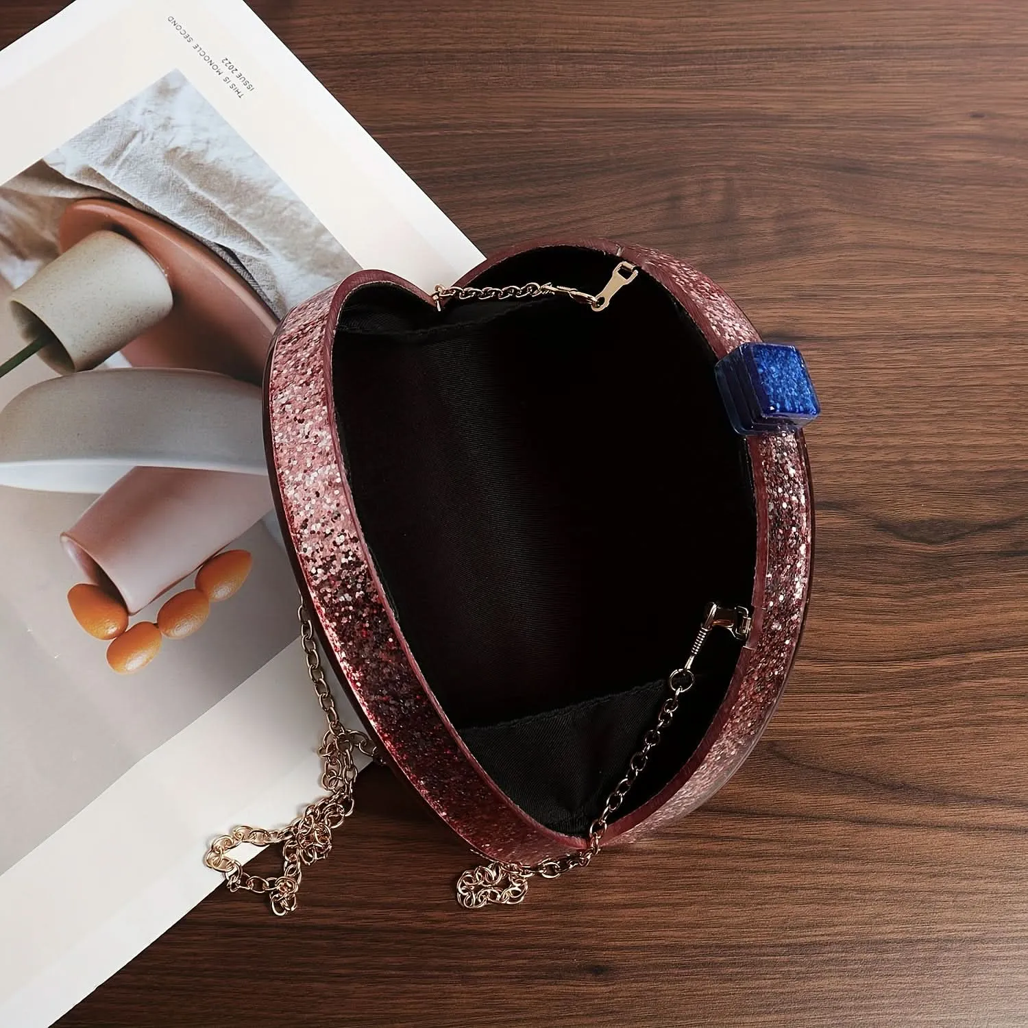 Colorful Rainbow Acrylic Clutch with Chain Strap