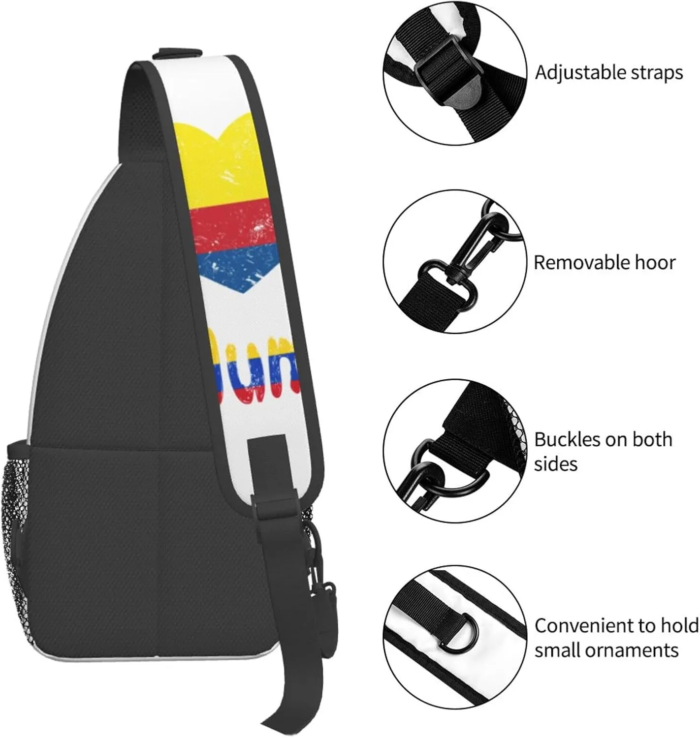 Columbia Sling Bag Columbia Flag Shoulder Bag Columbia Crossbody Chest Daypack Casual Backpack Bag for Colombians