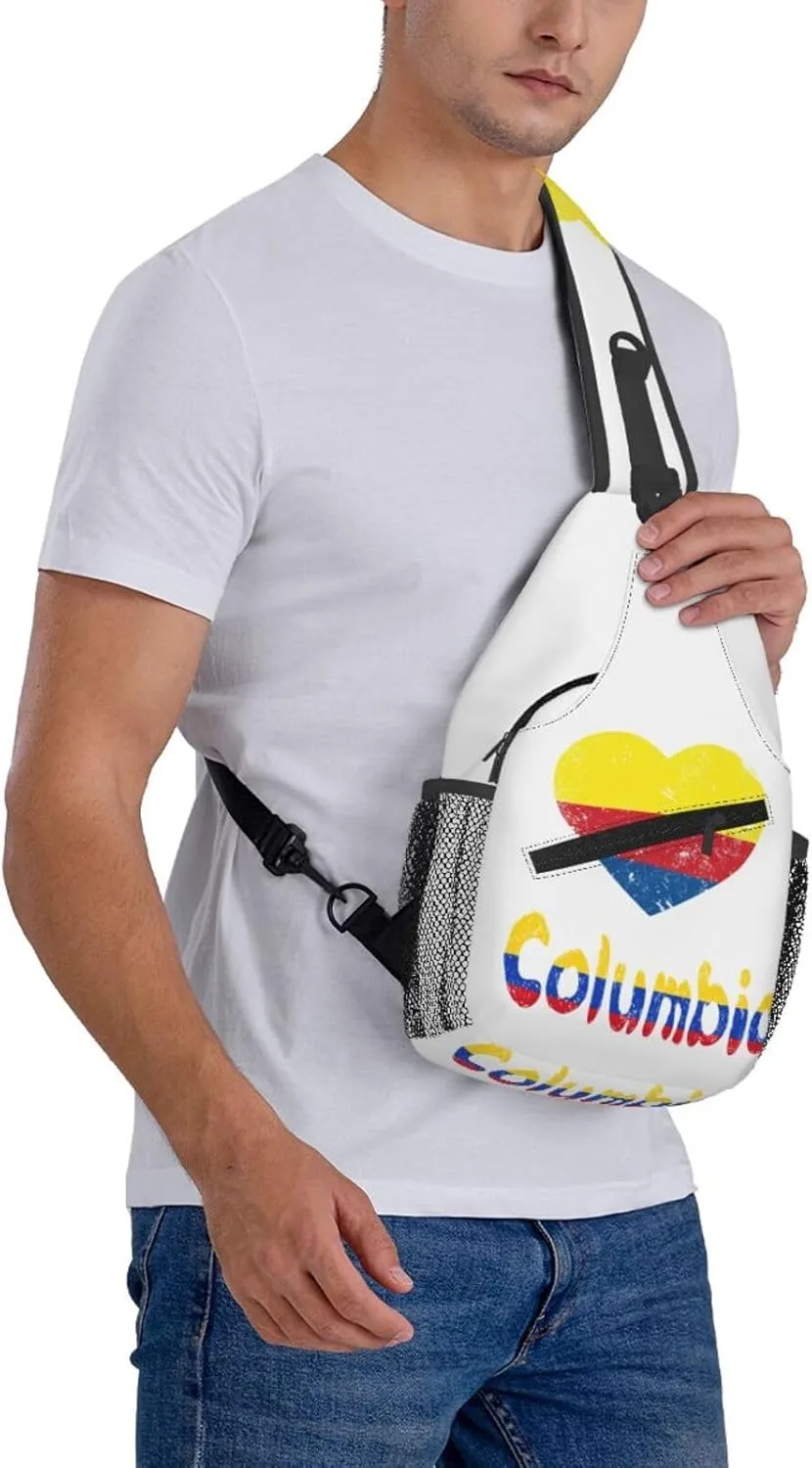 Columbia Sling Bag Columbia Flag Shoulder Bag Columbia Crossbody Chest Daypack Casual Backpack Bag for Colombians