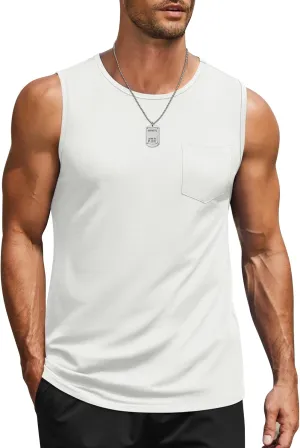 COOFANDY Men's Casual Tank Tops Quick Dry Sleeveless Shirts Cotton Pique Summer Shirt 2 Pack Muscle Tee