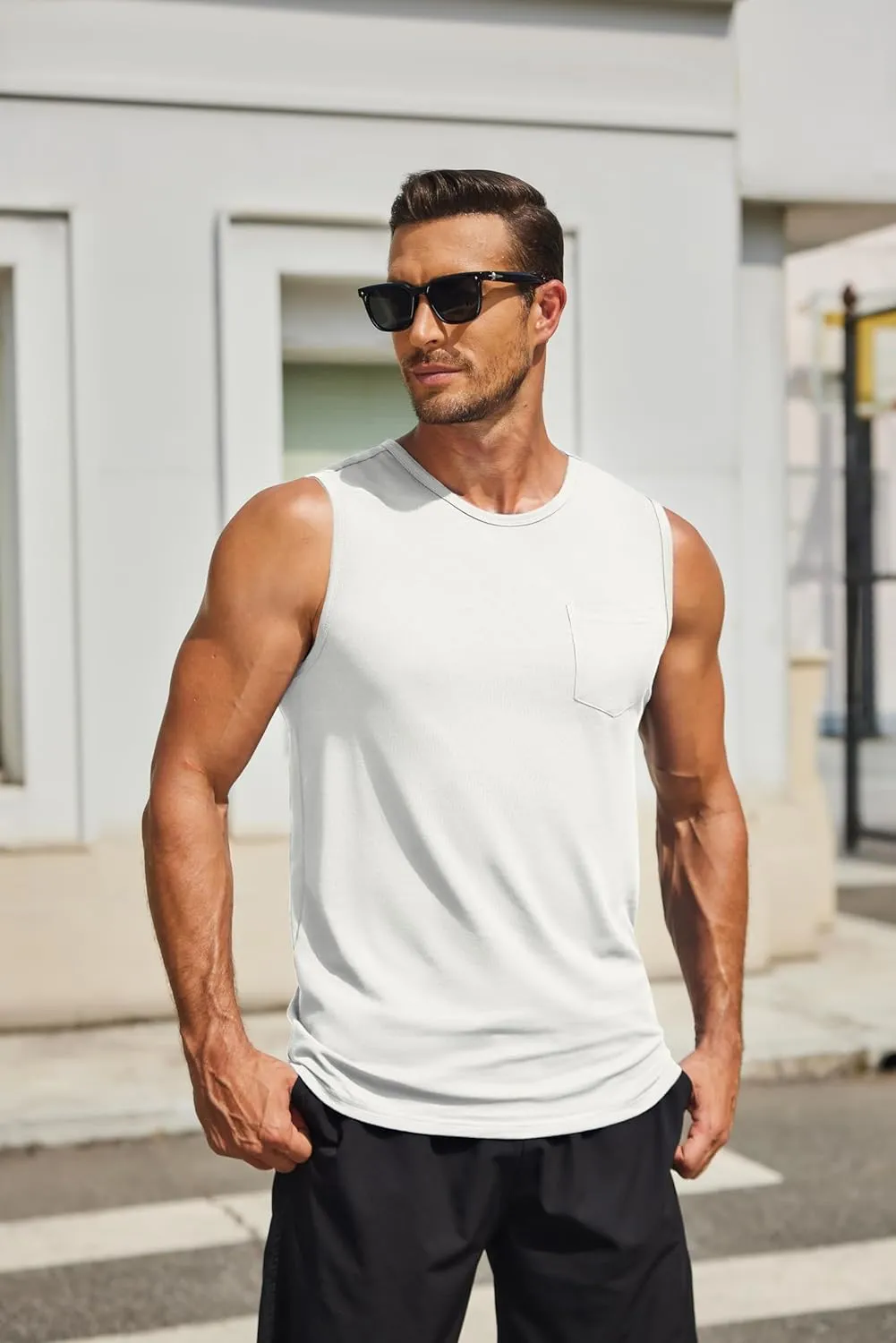 COOFANDY Men's Casual Tank Tops Quick Dry Sleeveless Shirts Cotton Pique Summer Shirt 2 Pack Muscle Tee