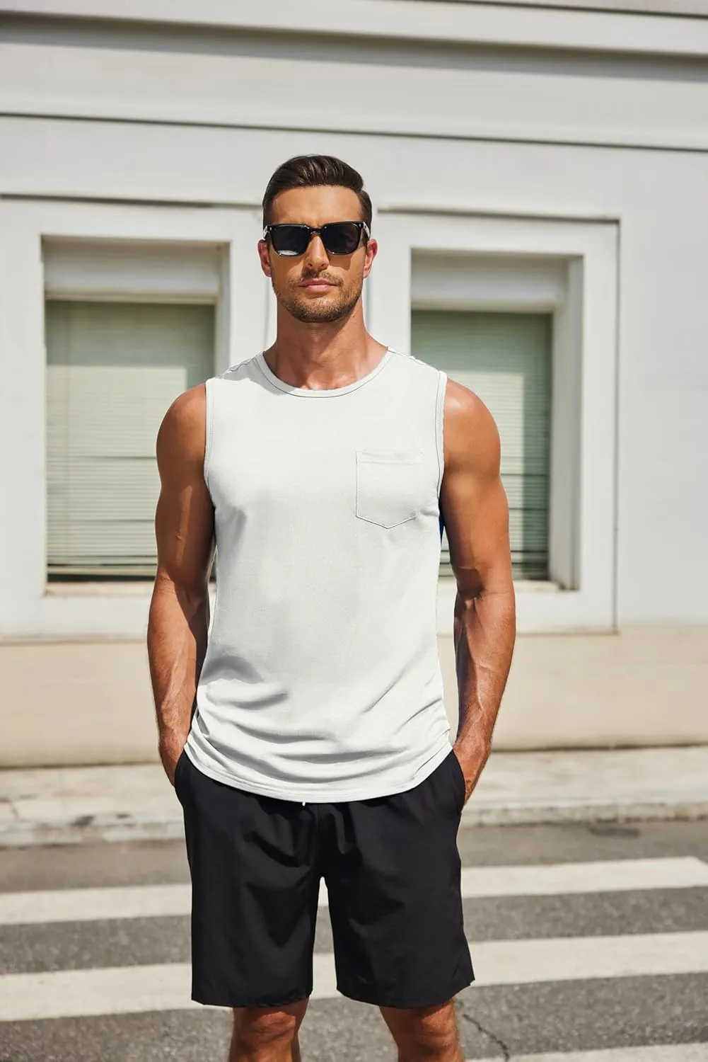 COOFANDY Men's Casual Tank Tops Quick Dry Sleeveless Shirts Cotton Pique Summer Shirt 2 Pack Muscle Tee