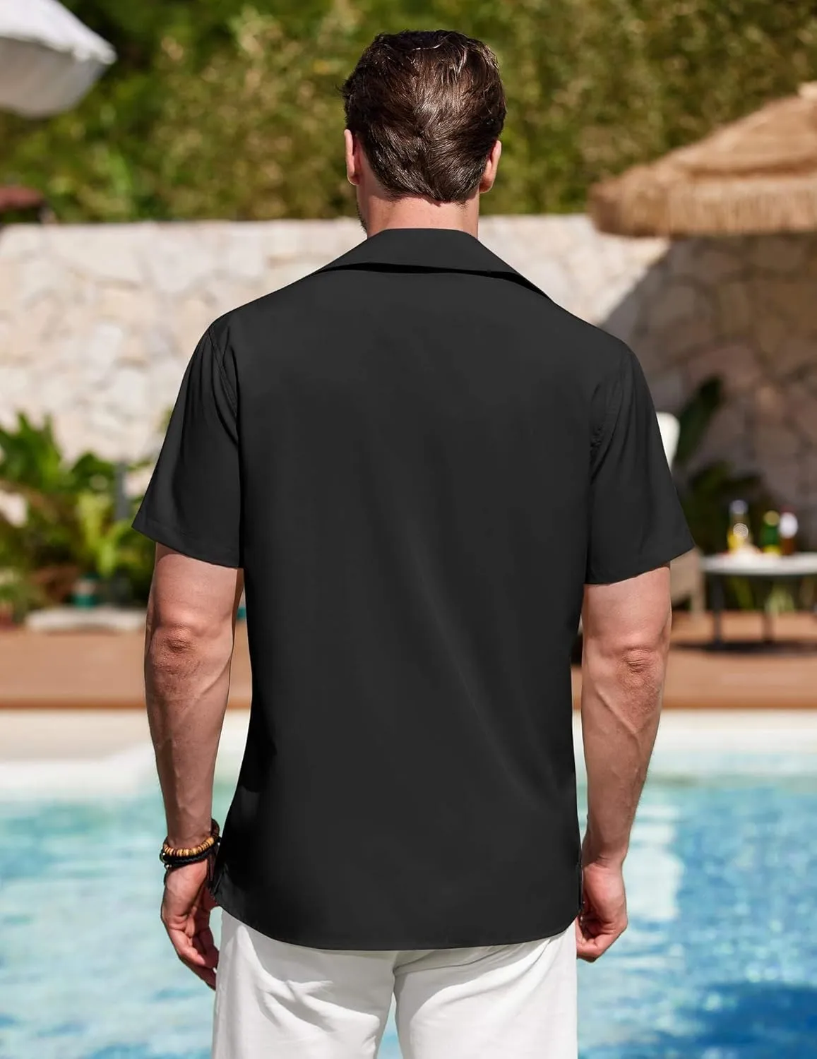 COOFANDY Men's Cuban Guayabera Shirt Summer Beach Vacation Shirt Casual Short Sleeve Button Down Resort Wear