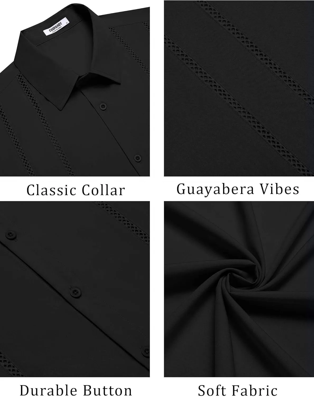 COOFANDY Men's Cuban Guayabera Shirt Summer Beach Vacation Shirt Casual Short Sleeve Button Down Resort Wear