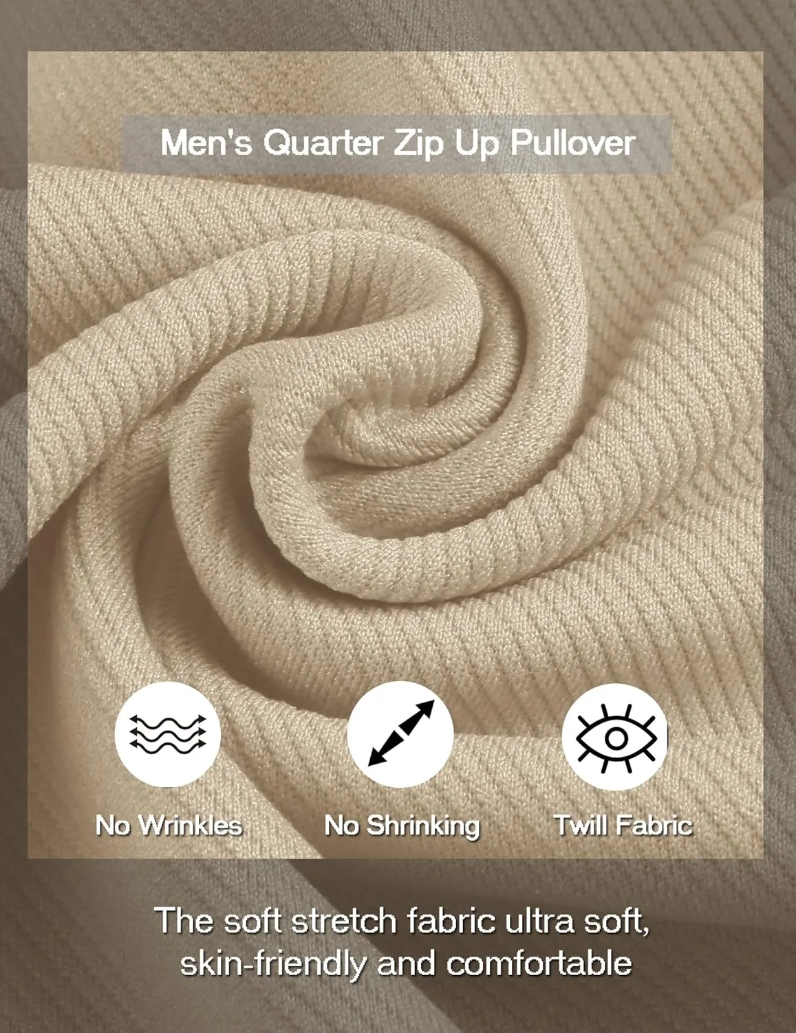 COOFANDY Mens Quarter Zip Pullover Quilted Sweatshirt Long Sleeve Mock Neck Sweater Polo Half Zip Pullover with Pocket