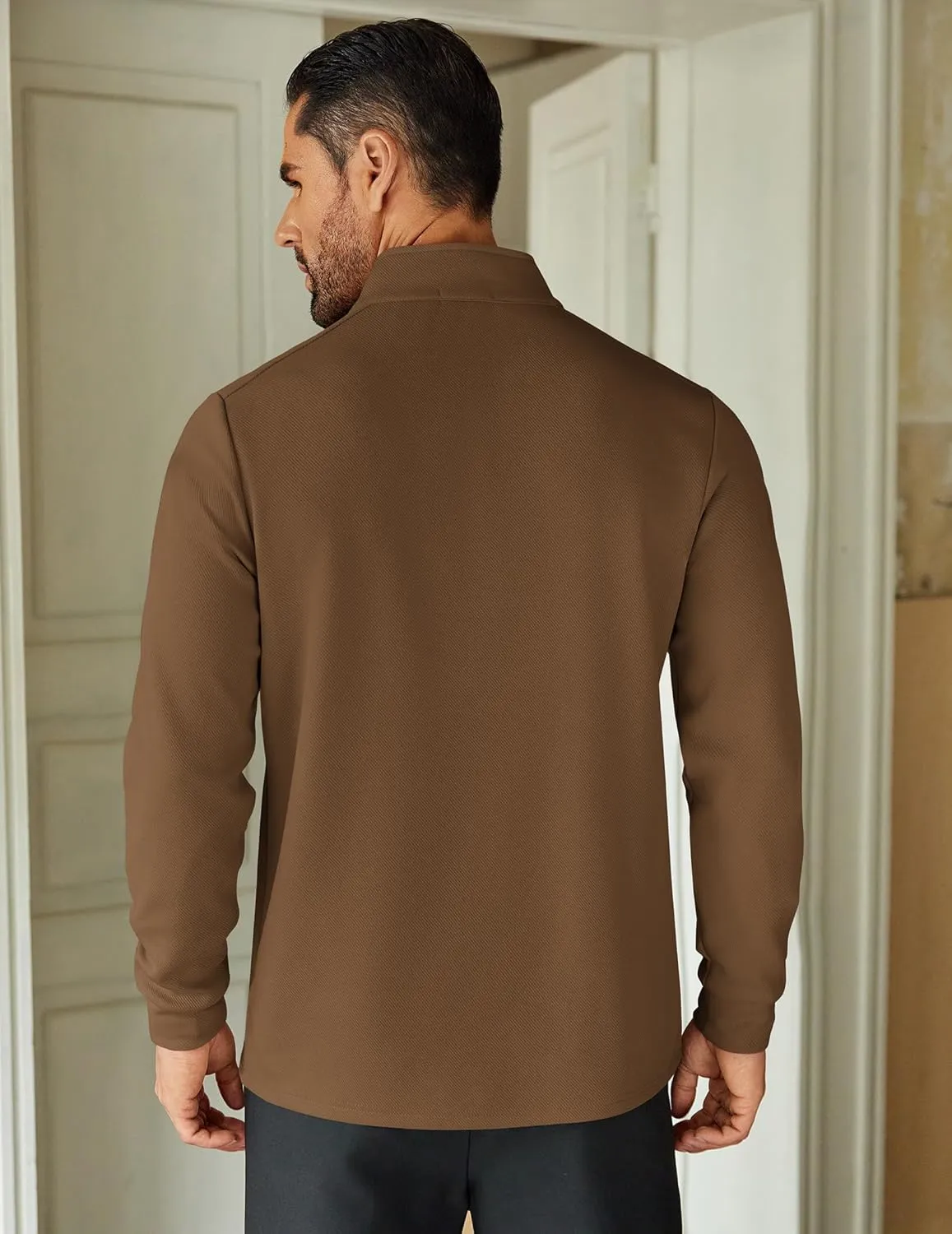 COOFANDY Men's Quarter Zip Up Pullover Lightweight Mock Neck Sweatshirt Casual Long Sleeve Polo Shirt