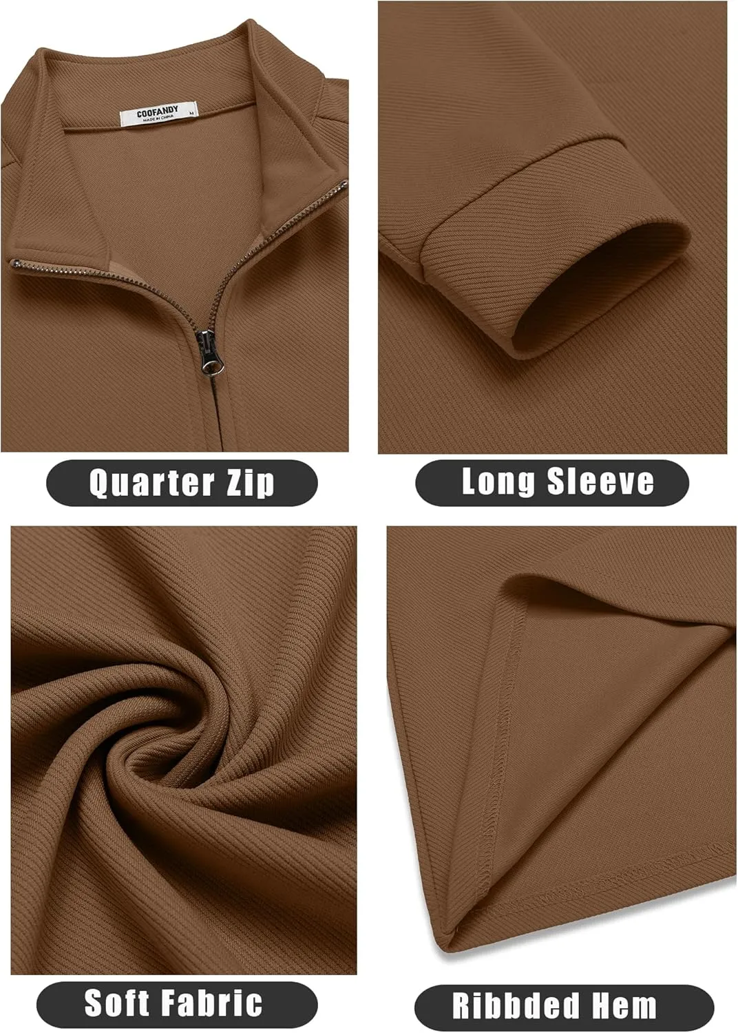 COOFANDY Men's Quarter Zip Up Pullover Lightweight Mock Neck Sweatshirt Casual Long Sleeve Polo Shirt