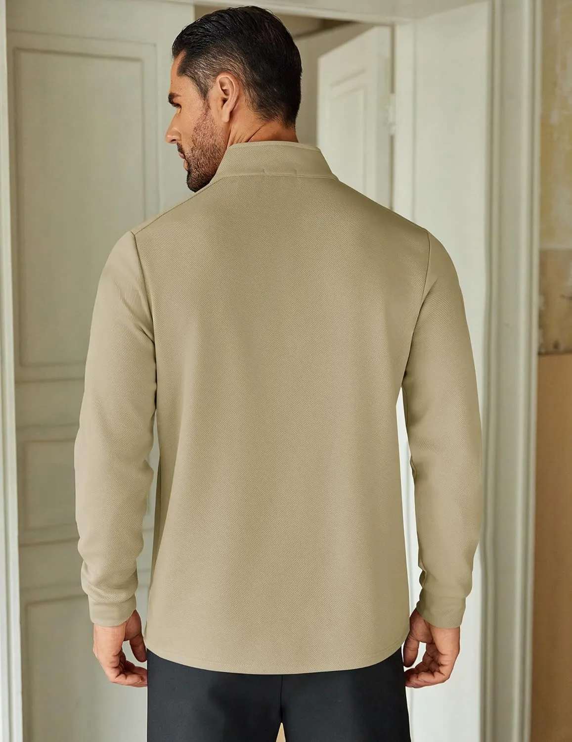 COOFANDY Men's Quarter Zip Up Pullover Lightweight Mock Neck Sweatshirt Casual Long Sleeve Polo Shirt