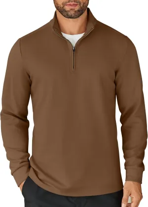 COOFANDY Men's Quarter Zip Up Pullover Lightweight Mock Neck Sweatshirt Casual Long Sleeve Polo Shirt