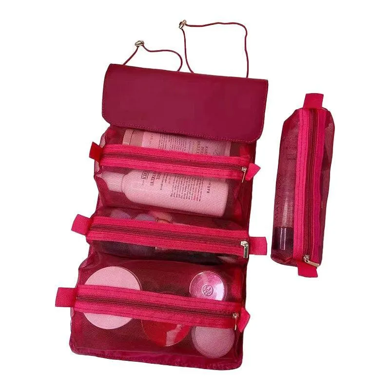 Cosmetic Bag Drawstring Makeup Case Storage Roll Bag Portable Carry Box Travel