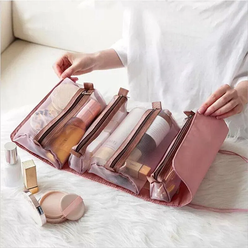 Cosmetic Bag Drawstring Makeup Case Storage Roll Bag Portable Carry Box Travel