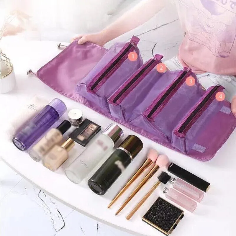 Cosmetic Bag Drawstring Makeup Case Storage Roll Bag Portable Carry Box Travel